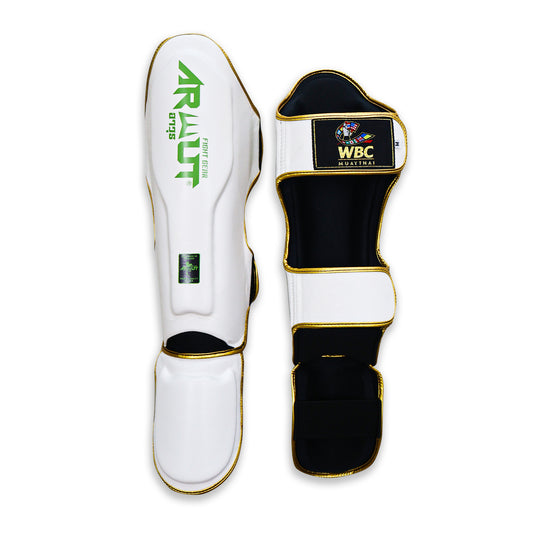 Arwut X WBC Muay Thai Shin Guards SG3 Limited Edition White True Grit