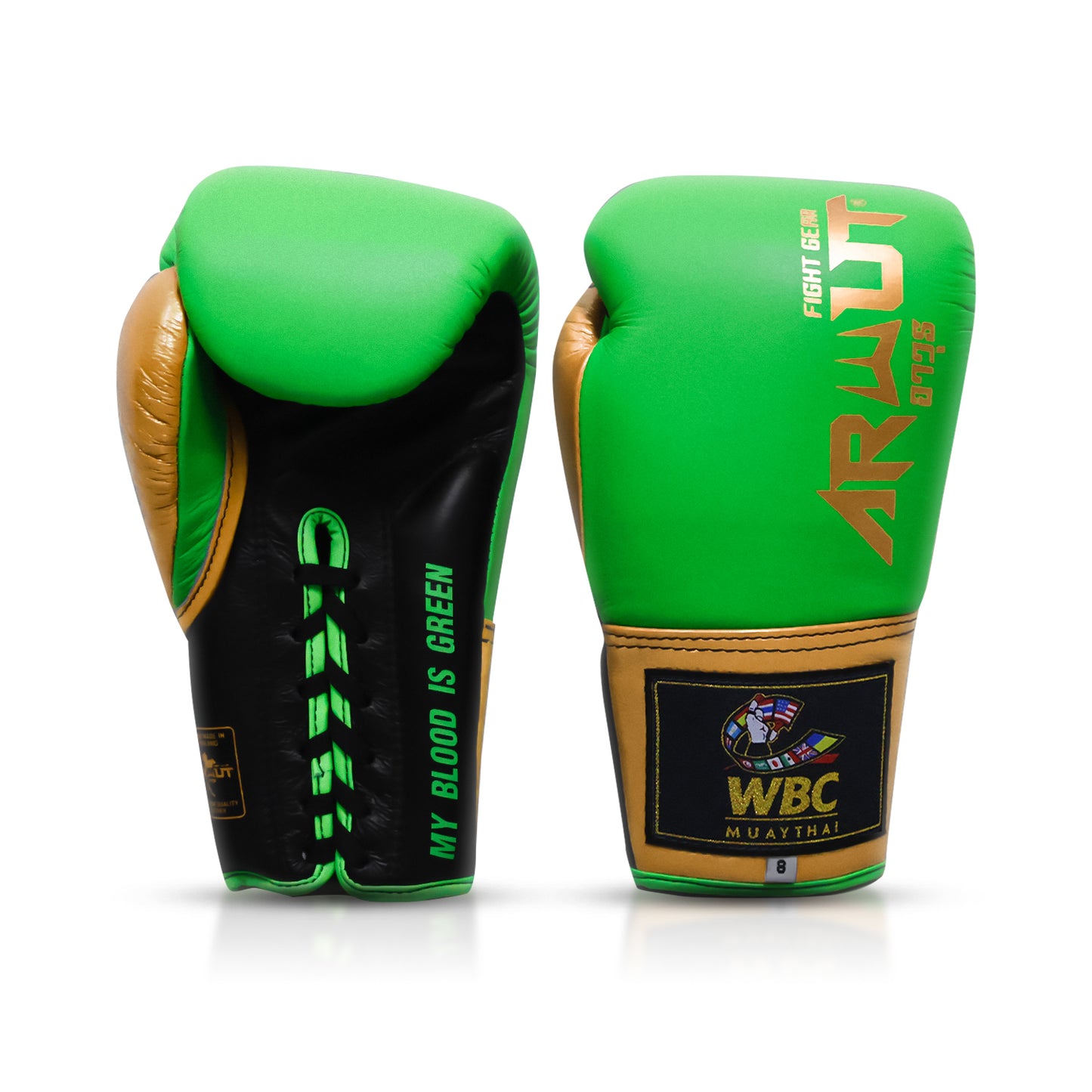 Arwut X WBC Muay Thai Lace-Up Gloves BG3 Limited Edition Green Blood