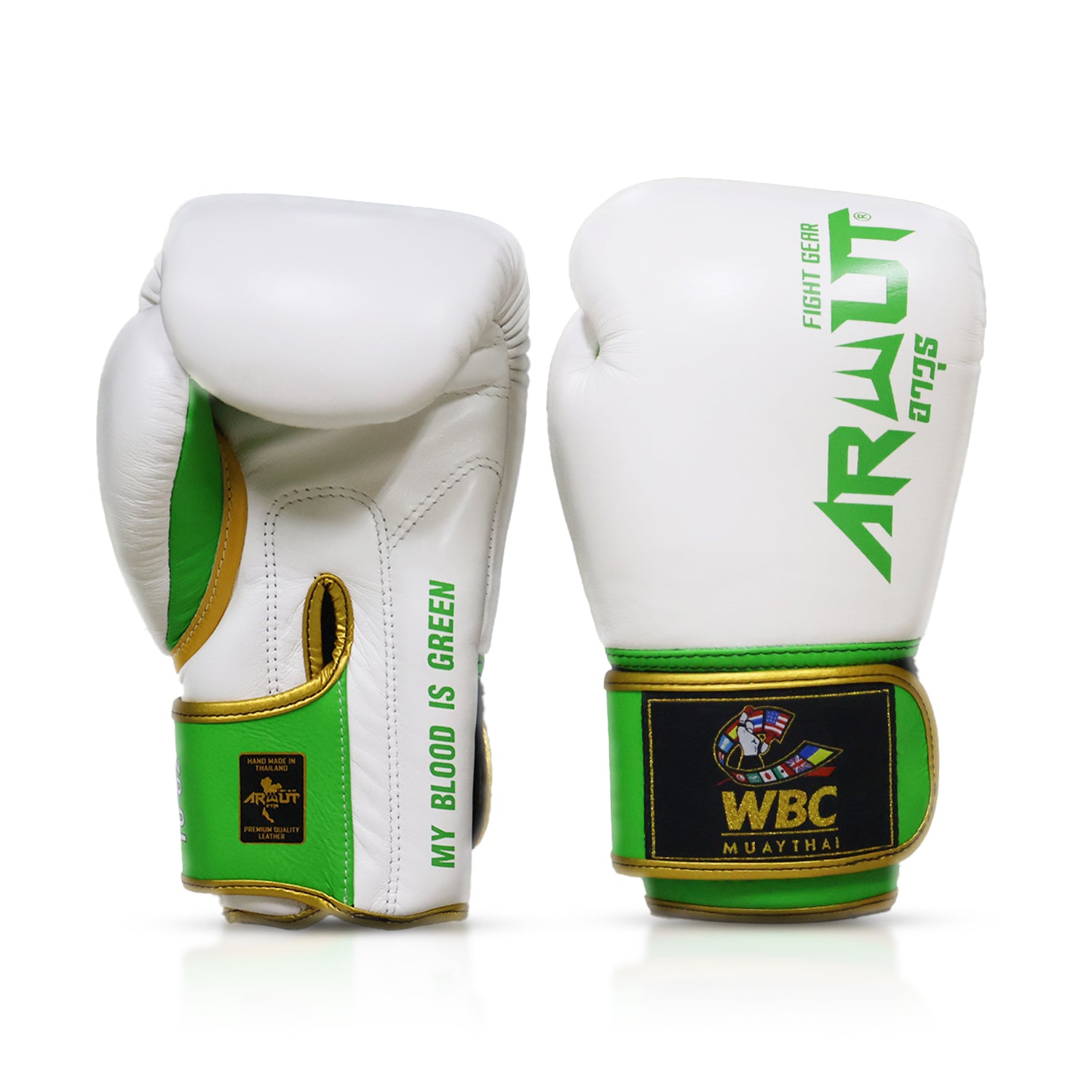 muay thai fight gear Arwut X WBC Muay Thai Boxing Gloves BG5 Limited Edition White True Gri